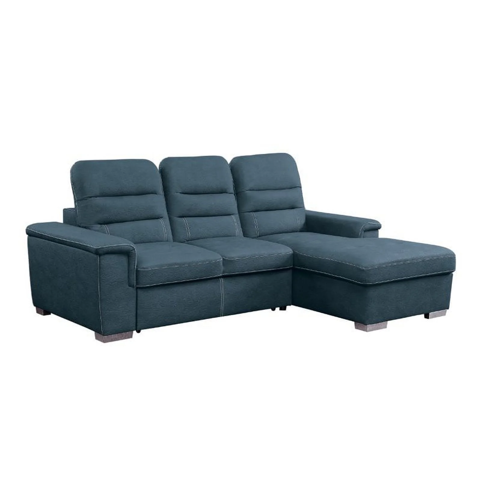Lexicon Alfio Microfiber Sectional Sofa with Pull Out Bed in Blue