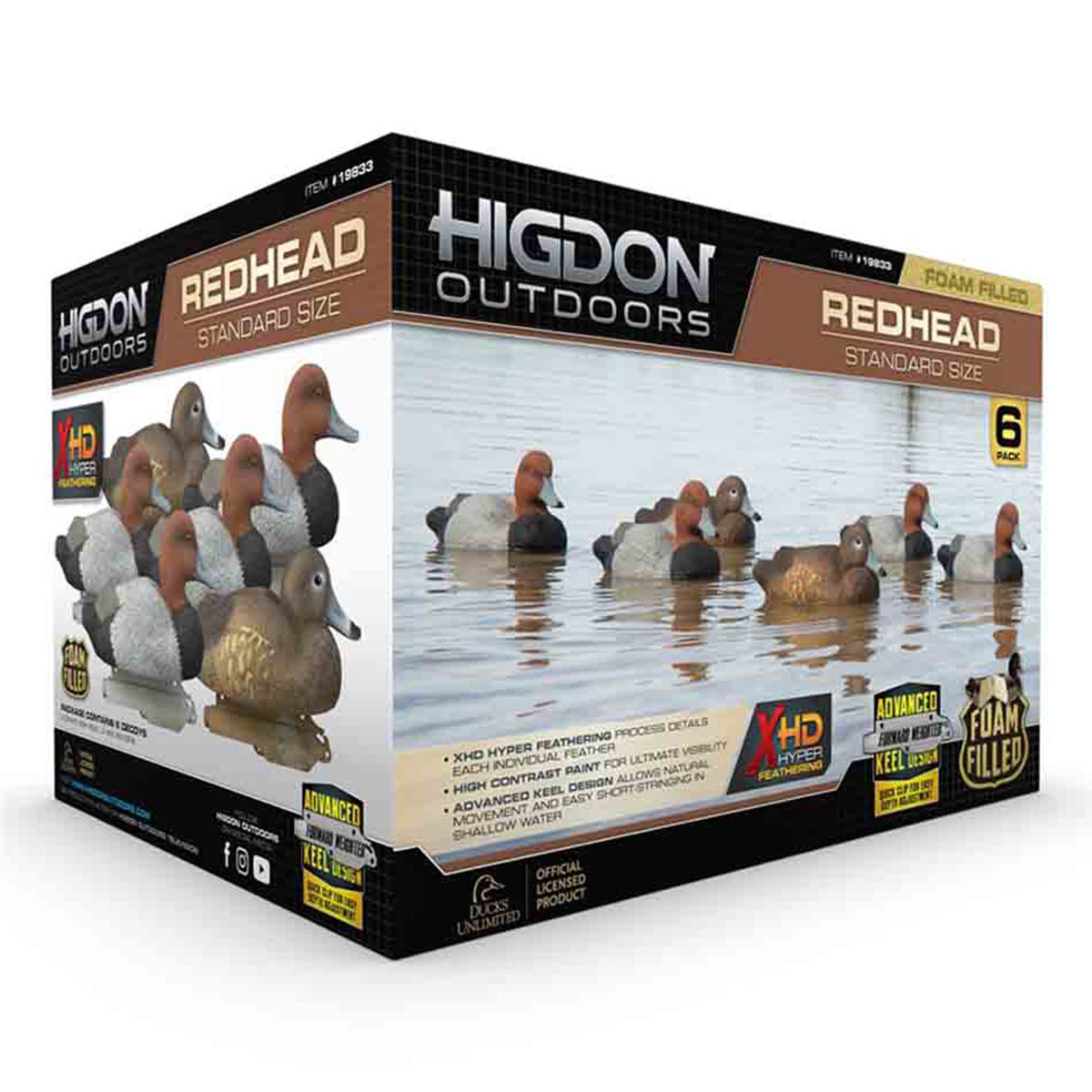 Higdon Standard Redhead Foam Filled Duck Decoys, 6 Pack