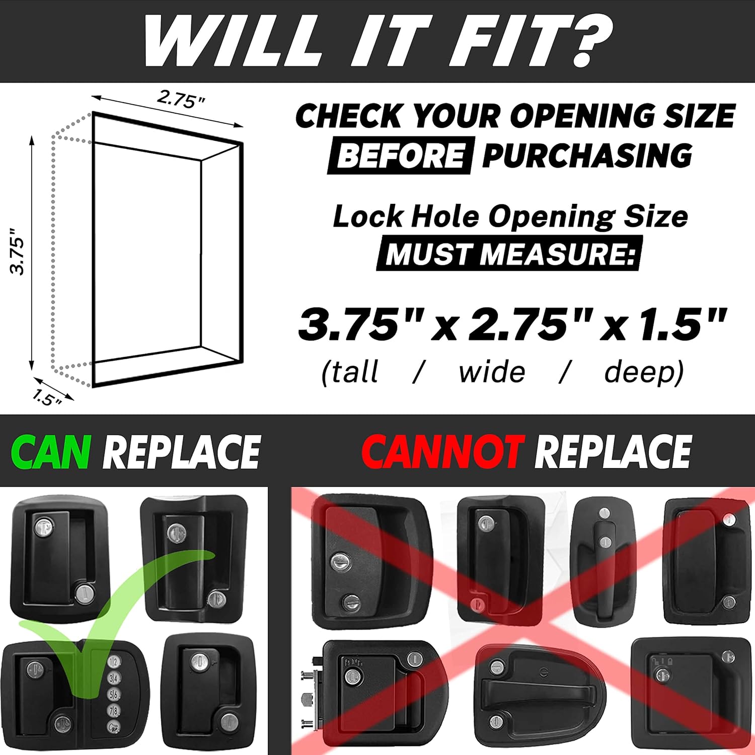 CARMTEK - RV Keyless Entry Door Lock Latch Handle | 2022 RV Lock Keyless Entry | 100% Metal RV Door Lock with Backlit Keypad, 2 Fobs, 2 Keys (8 Digits Keypad)