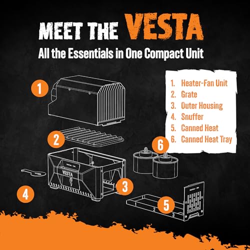 VESTA Self-Powered Camping Indoor/Outdoor Heater & Stove (Compact, Off-Grid, Emergency)