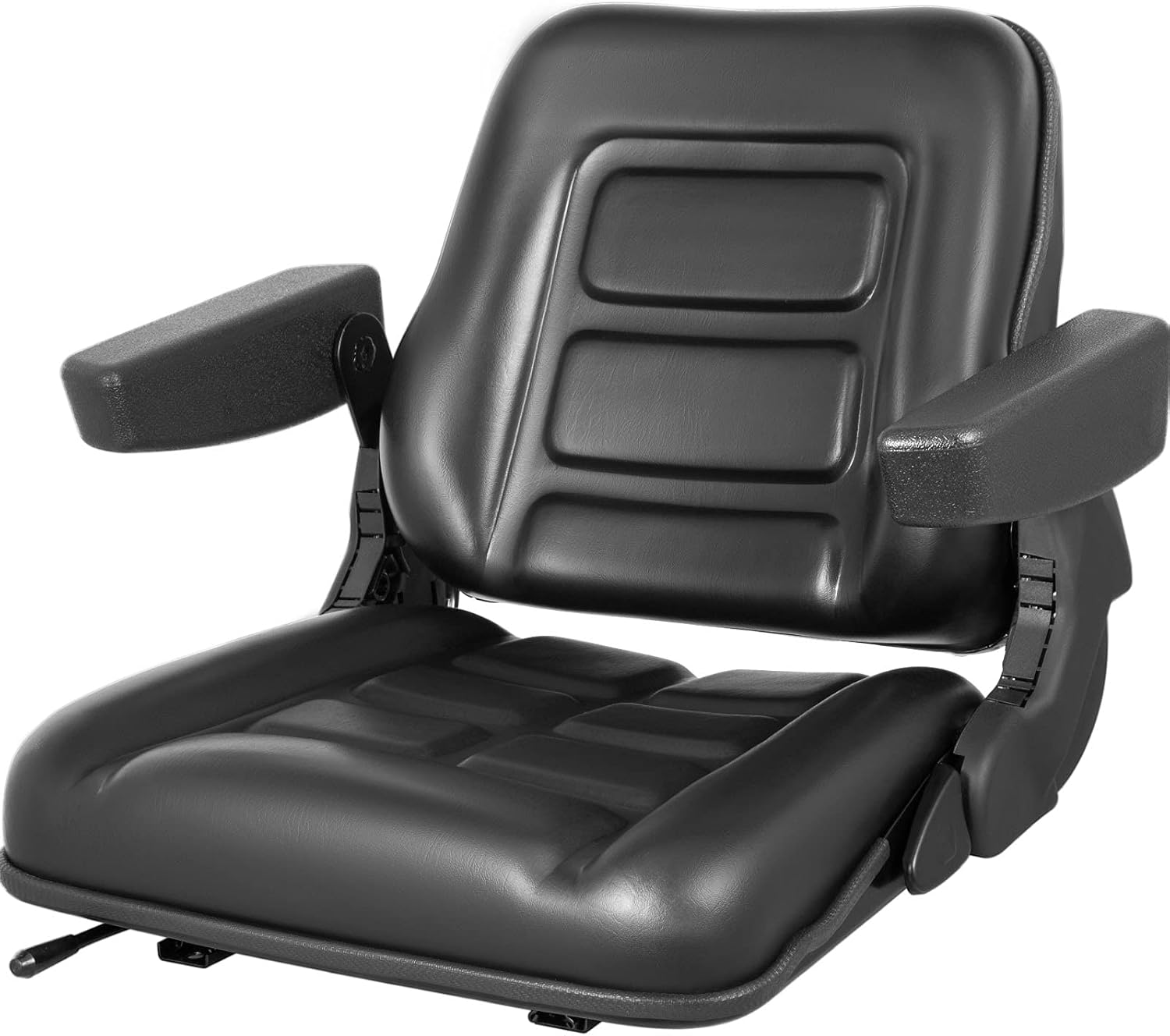 VEVOR Universal Forklift Seat with Safety Switch,Black PVC Tractor Seat 18.5" x 20" x 18", 6" Adjustable Mower Seat, Foldable Seat Including Armrests, Skid Steer Seat Fit Forklift,Tractor,Skid Loader