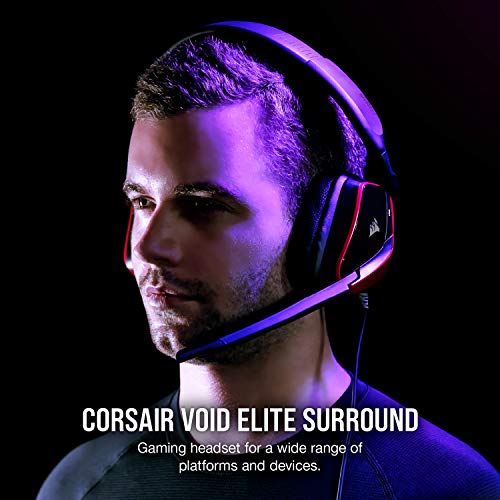 CORSAIR VOID RGB ELITE Wireless Gaming Headset – 7.1 Surround Sound – Omni-Directional Microphone – Microfiber Mesh Earpads – Up to 40ft Range – iCUE Compatible – PC, Mac, PS5, PS4 – White