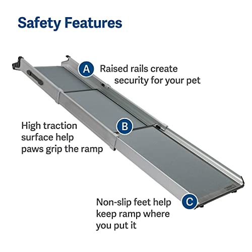 PetSafe Deluxe Telescoping Pet Ramp, X-Large, 47 in. - 87 in., Portable Lightweight Aluminum Dog and Cat Ramp