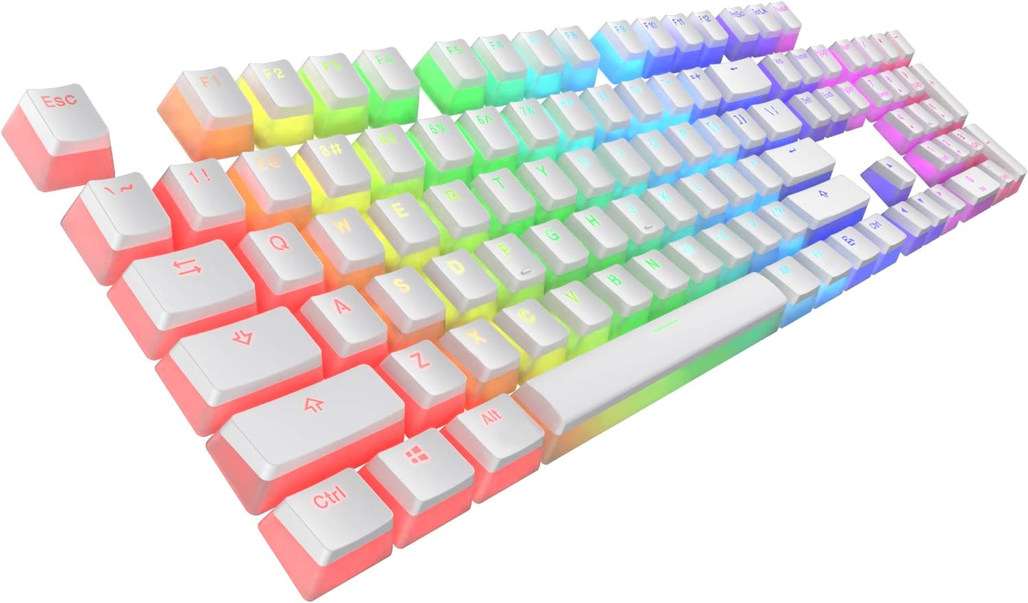Tecware PBT Keycaps, Double-Shot PBT Keycap Set, for Mechanical Keyboards, Full 111 Keys Set, OEM Profile, English (US, ANSI) (Pudding White)