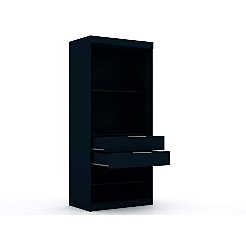 Manhattan Comfort Mulberry 2.0 Corner Wardrobe Closet with Drawers, Hanging Rods and Adjustable Shelves, Free Standing Semi Open Sectional Design for Bedrooms & Dressing Rooms, 2 Piece Set, White