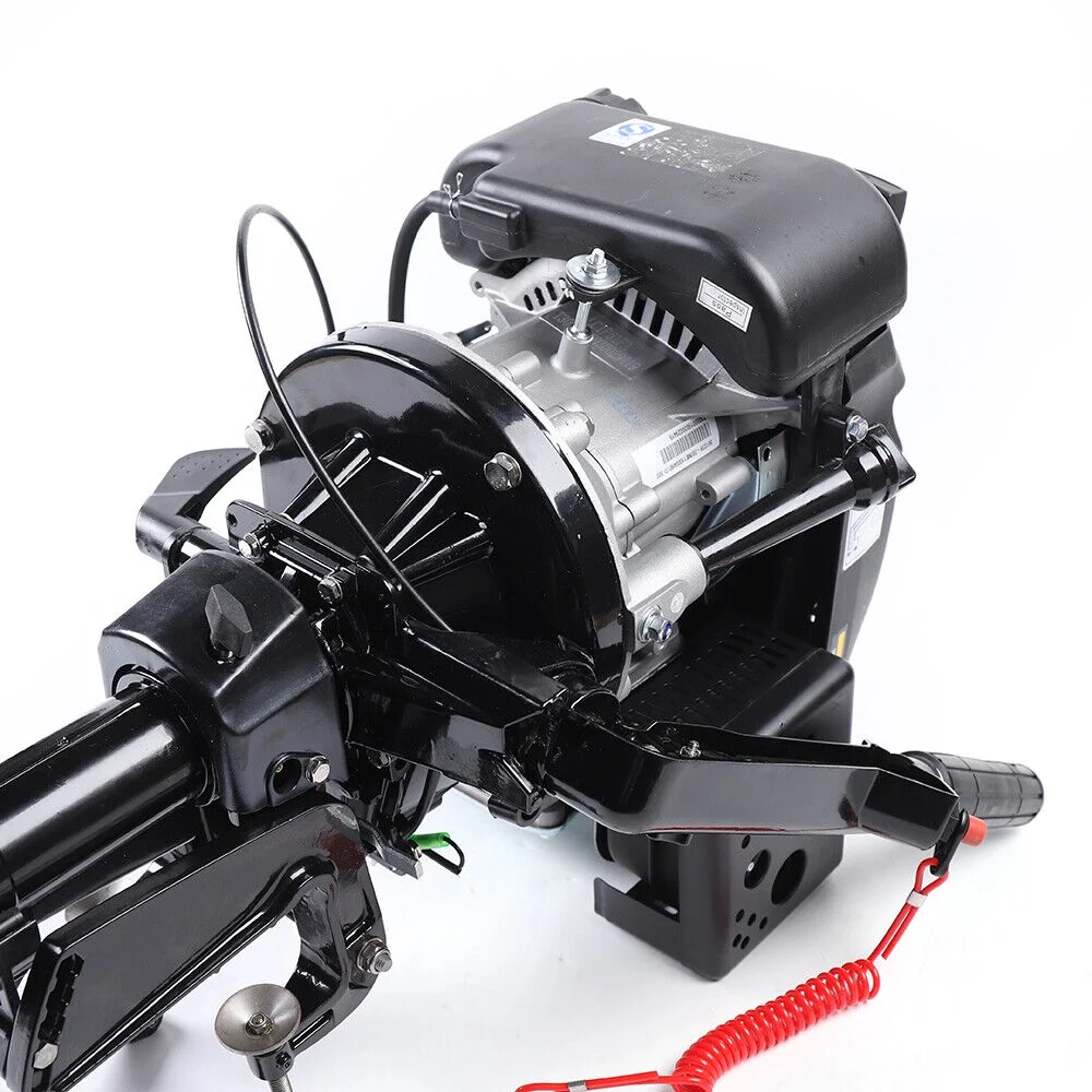 ZhdnBhnos 4 Stroke 6HP Heavy Duty Outboard Motor Fishing Boat Petrol Engine W/ Air Cooling System CDI 2500RPM Single Cylinder Hand Pull