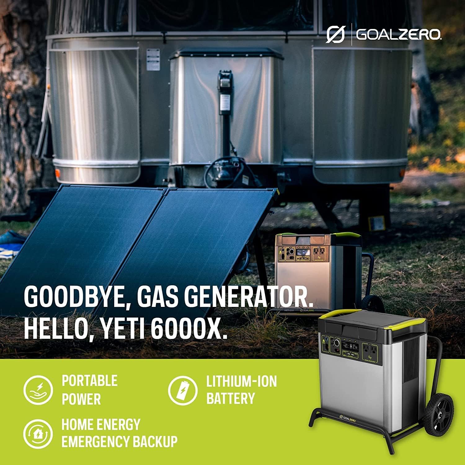 Goal Zero Yeti 6000X Portable Power Station, 6,071-Watt-Hours Portable Lithium-Battery Generator with 2,000-Watt AC Inverter, Solar Generator for Indoor and Outdoor Use