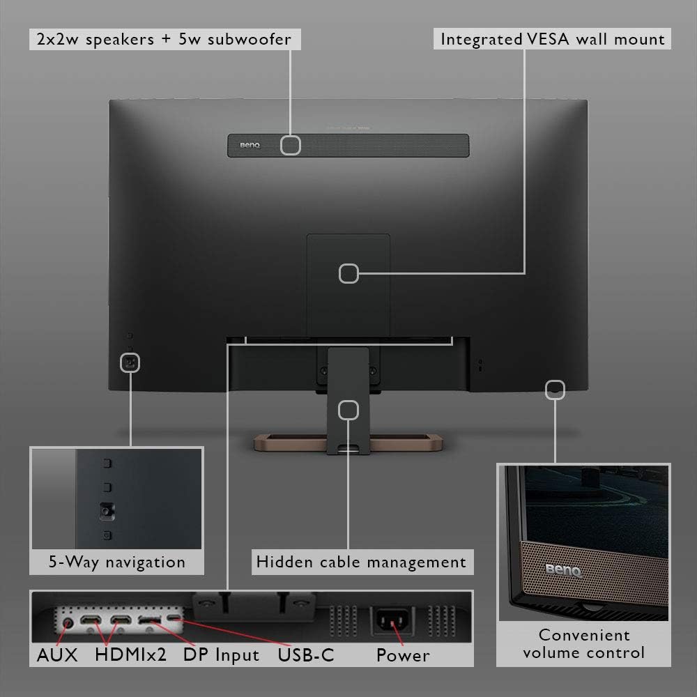 BenQ EW3280U 32 inch 4K Monitor | IPS | Multi Media with HDMI connectivity HDR Eye-Care Integrated Speakers and Custom Audio Modes