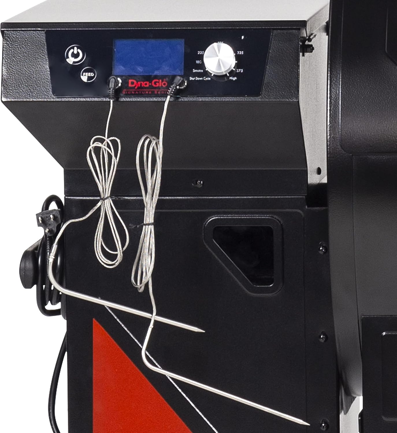 Dyna-Glo DGSS450BPW-D Signature Series 460 Total Sq. in. Wood Grill Pellet Grill & Smoker, Black/red
