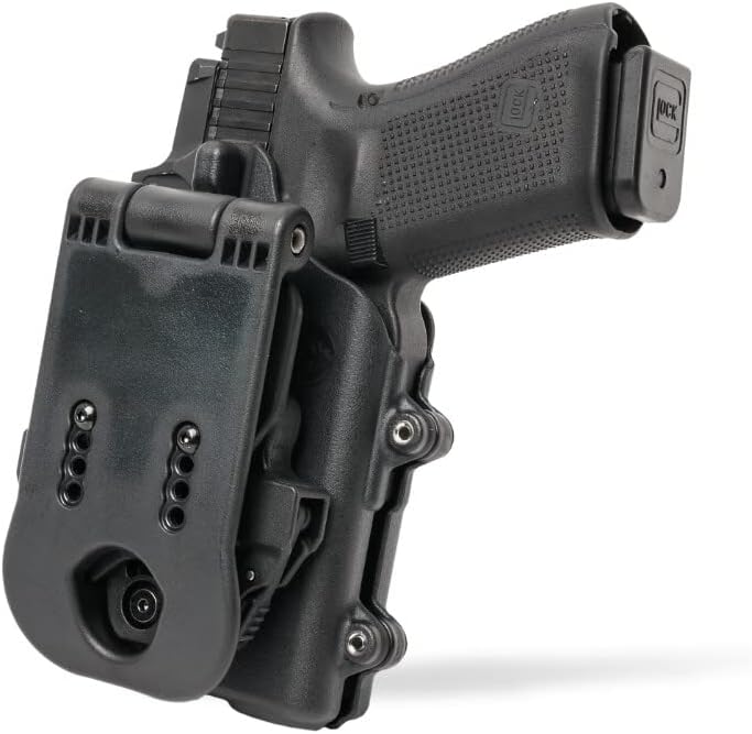 Alien Gear Glock 19 Level 2 Holster - Retention Slim OWB, Glock 19/19X/45 w/Light, Advanced Tactical Design - Compact Duty Carry- Black Locking Holster Slide Duty Holster - Right-Handed