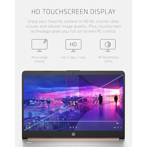 HP 14" HD Laptop | Back to School Limited Edition with 1 Year Microsoft 365 | Intel Quad-Core Processor | 16GB RAM | 576GB Storage | Long Battery Life | Black | w/WOWPC Bundle | Windows 11