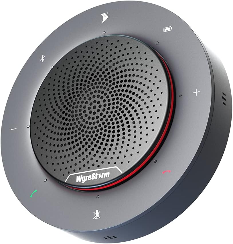 WyreStorm Halo 90 Conference Speaker, 4 Noise-canceling Mics, Enhanced 360° Voice Pickup, 4K@60Hz Video Resolution, AGC Voice Balance, Full-Duplex, with USB-C Docking Function Supply Power to PC