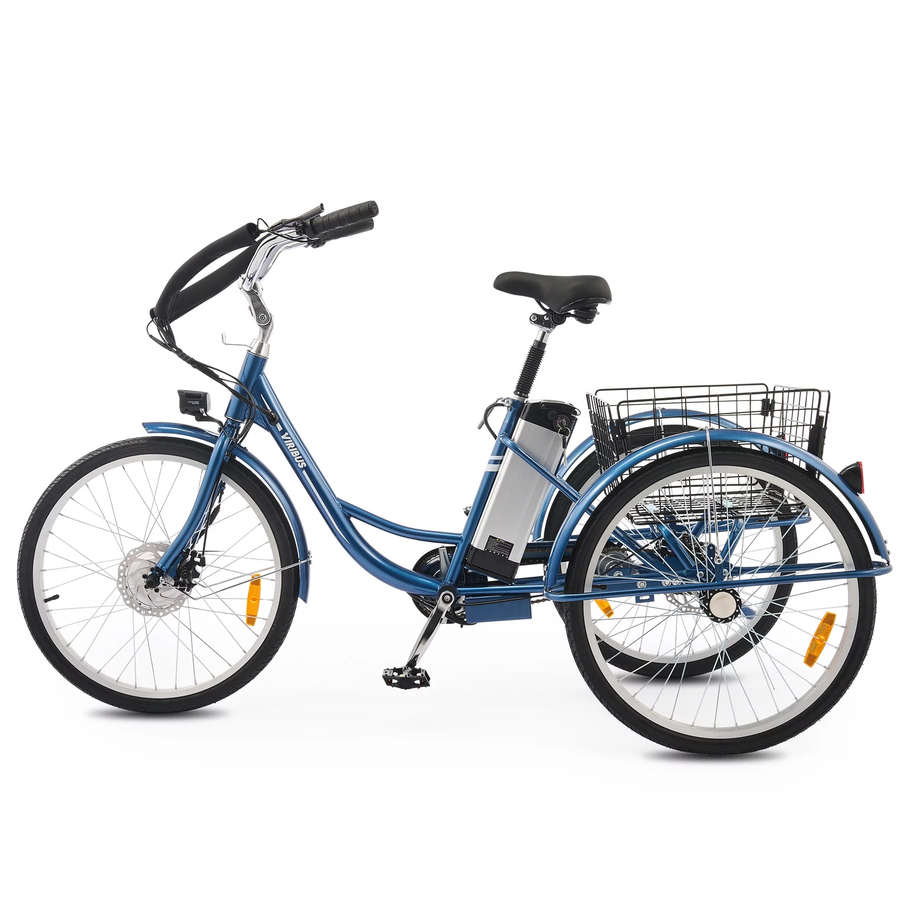 Viribus 26" Electric Tricycle 350W Cruiser Tricycle w Basket 36V 10Ah Navy for Adult Unisex