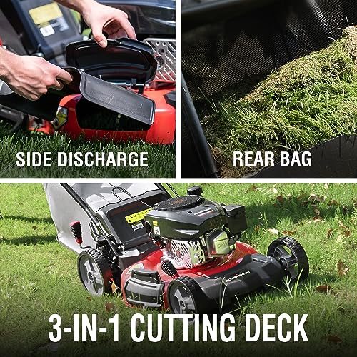 PowerSmart Gas Push Lawn Mower 21in. 144cc 4-Cycle Engine 3-in-1 Mulch, Bag, Side Discharge, 6-Position Height Adjustment