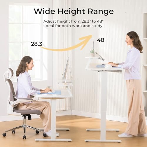 COMHOMA Electric Standing Desk with Drawers, 48 x 24'' Sit Stand up Desk with Monitor Stand, Laptop Stand, Height Adjustable Ergonomic Home Office Computer Desk with Memory Preset Controller (Black)