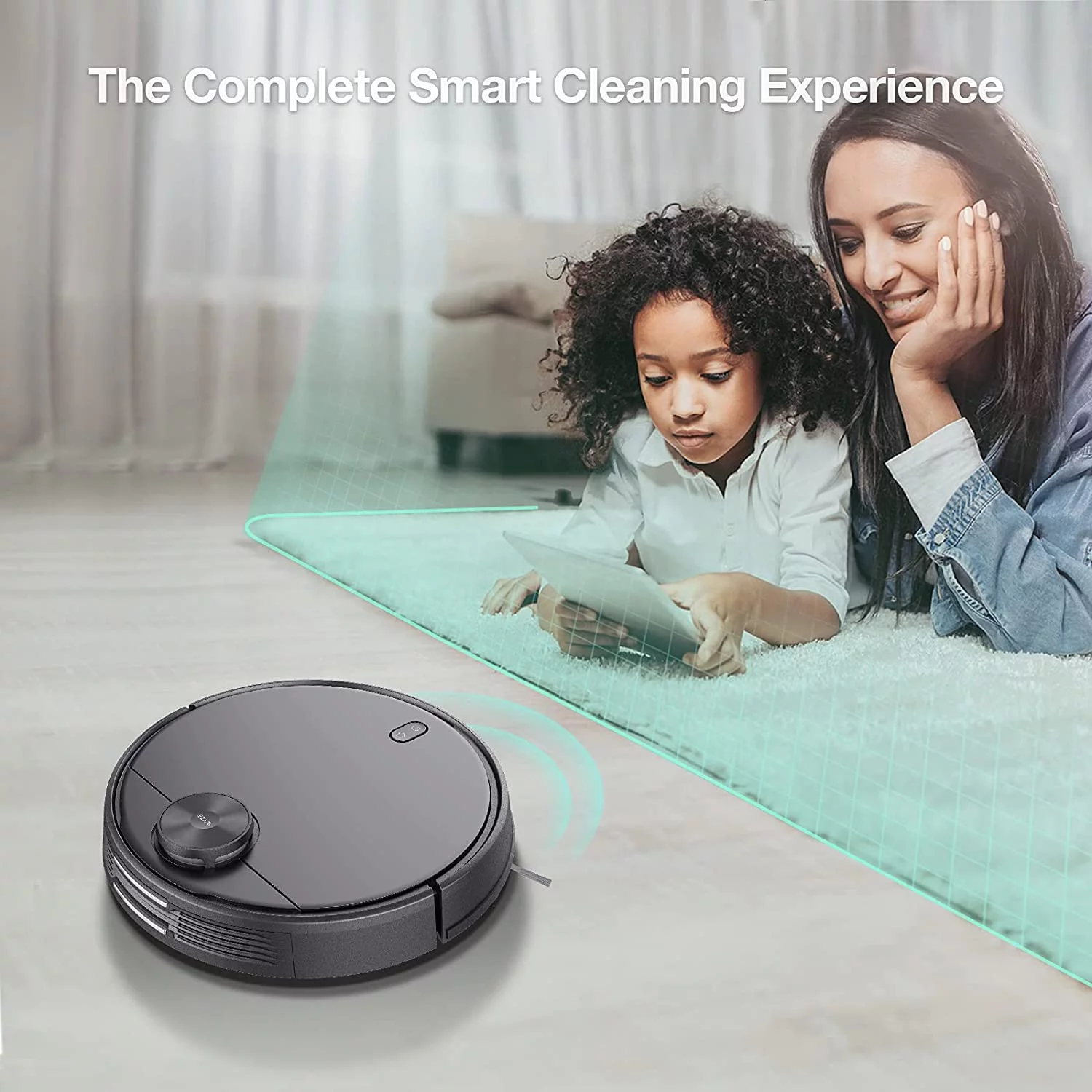 Wyze Robot Vacuum with LiDAR Room Mapping, 2,100Pa Strong Suction, Straight-line Movements, Virtual Walls, Ideal for Pet Hair, Hard Floors and Carpets, Wi-Fi Connected Robotic Vacuum & Self-Charging