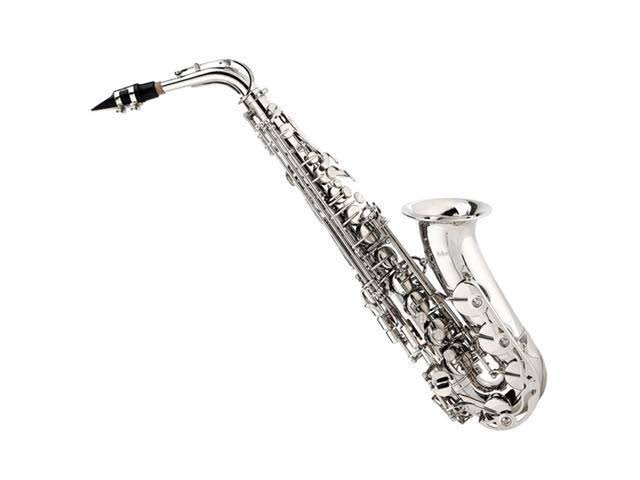 Mendini by Cecilio MAS-N+92D+PB Nickel Plated E Flat Alto Saxophone with Tuner, Case, Mouthpiece, 10 Reeds and More