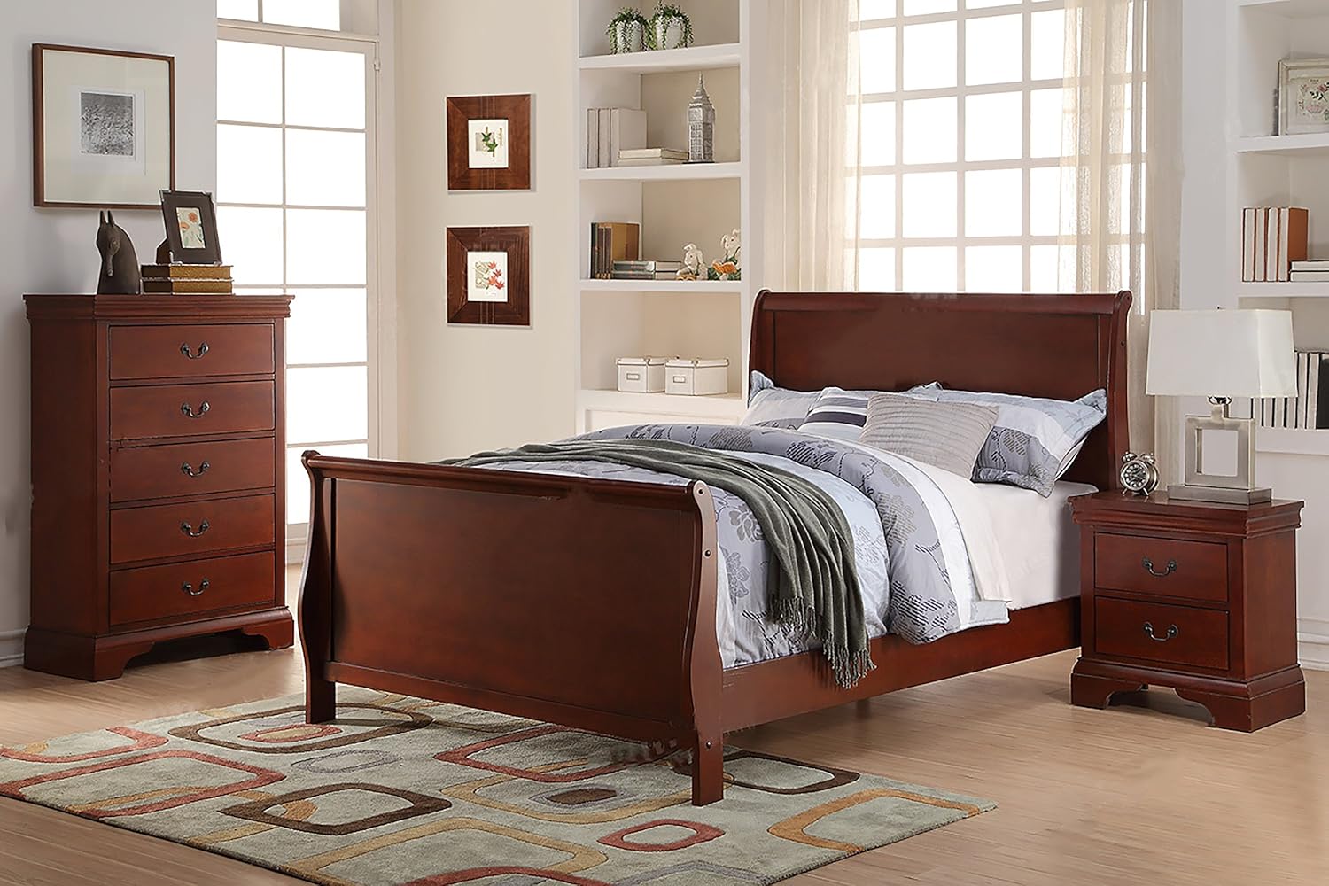 Poundex Twin Bed, Brown