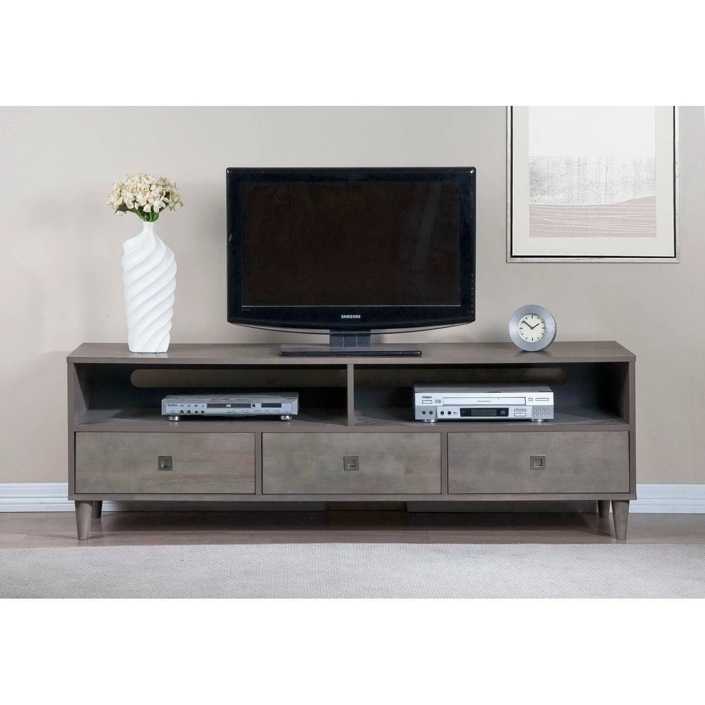 Strick u0026 Bolton Marley Rubberwood Grey Entertainment Center, Gray