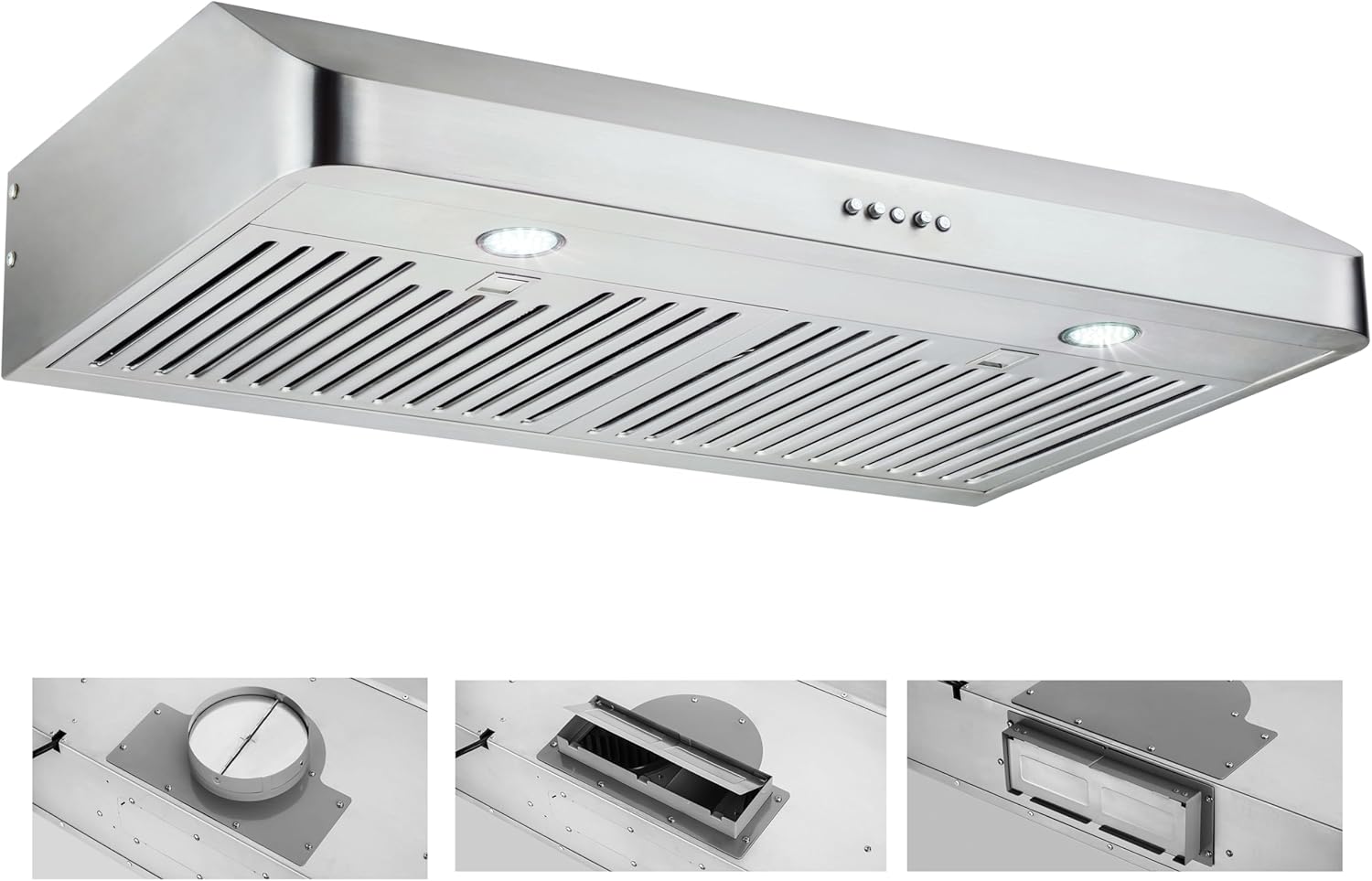 30 Inch Under Cabinet Range Hood Kitchen Vent Hood,Built in Range Hood with 400CFM for Ducted in Stainless Steel, with Permanent Stainless Steel Filters
