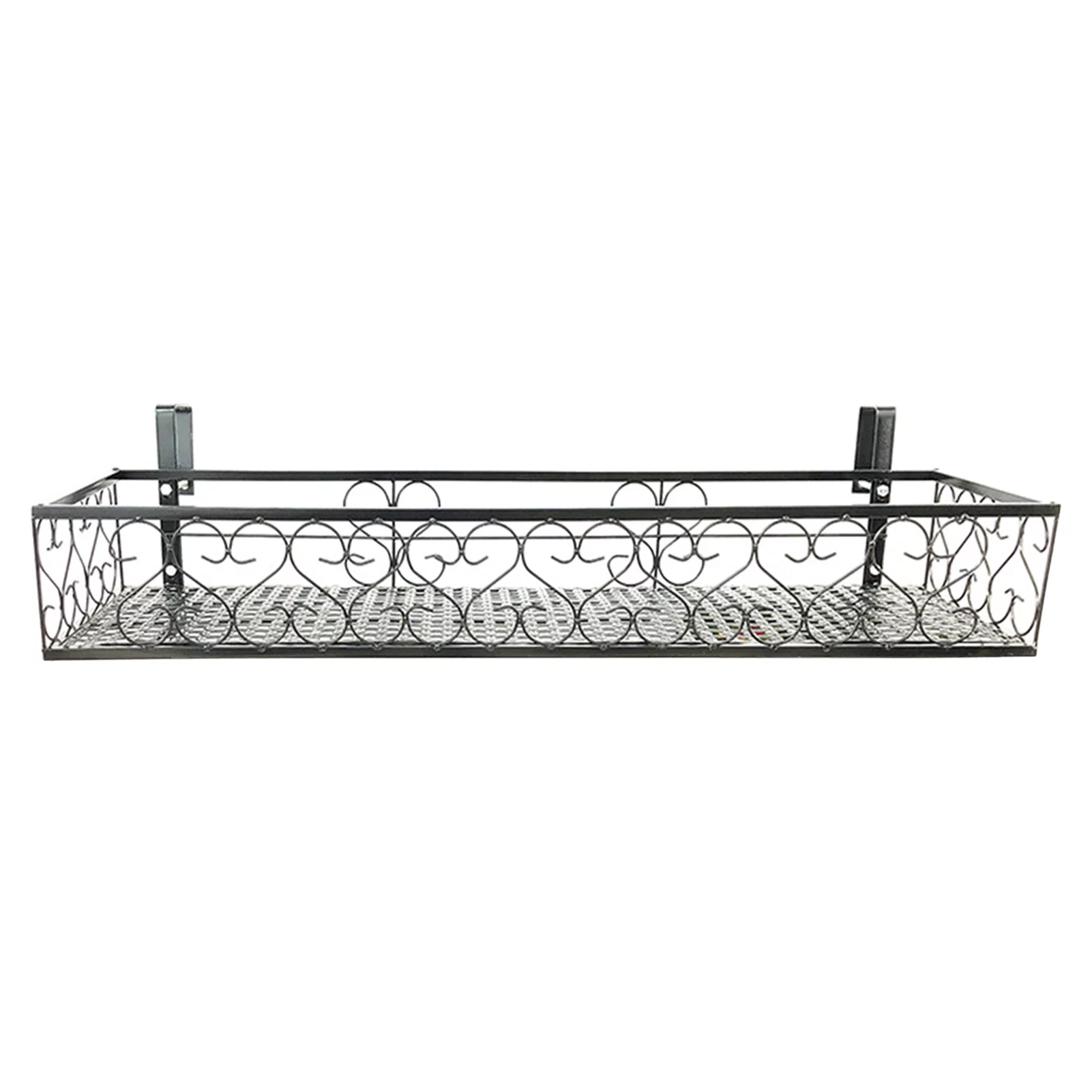 1-Tier Iron Flower Shelf with Hooks - Railing Basket Planter Pots Stand Holder for Balcony or Outside Use - Curated Treasures Market