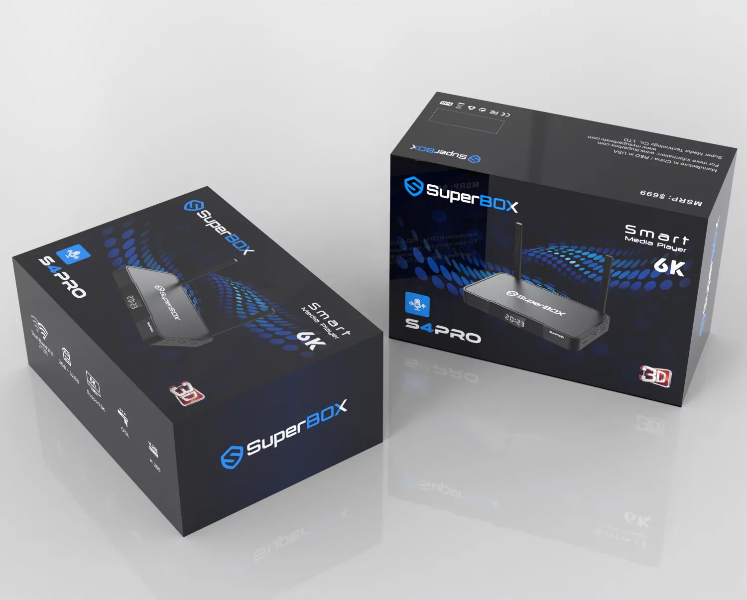 2024 SuperBOX S4 Pro 6K Voice control remote w/ Free keyboard 64G USB FLASH DRIVE 8K hd cable
