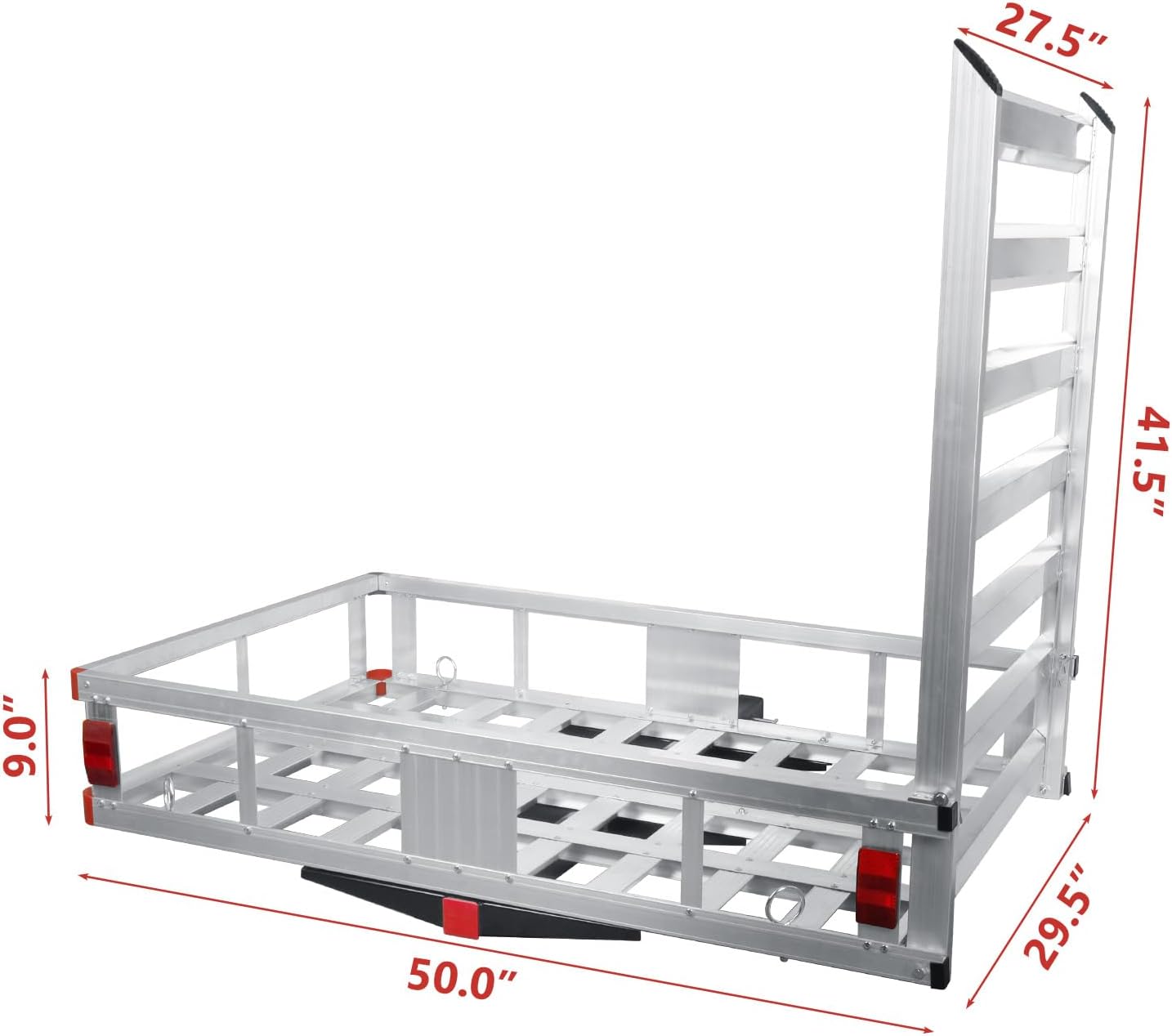 Aluminum Cargo Carrier, 50" x 29.5", 800Lbs Capacity,Hitch Cargo Carrier with Ramp Hitch Mounted Luggage Trailer Hitch Mount Mobility Scooter Wheelchair Carrier, Tow Hitch Cargo Carrier