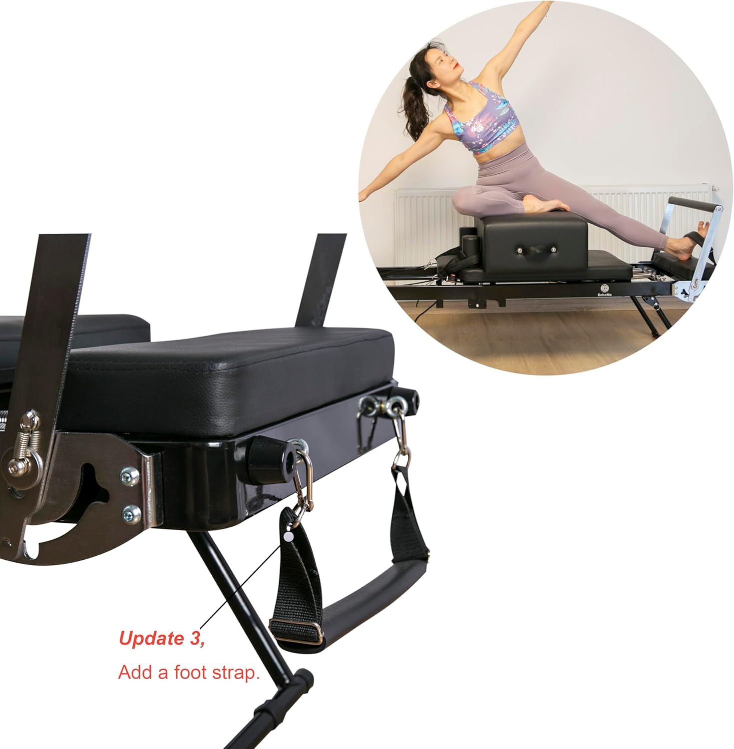 Foldable Pilates Machine Equipent for Home, Pilates Reformer with Alloy Springs Resistances, Updated Longer Size(Darker)