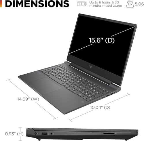 HP Victus 15.6 i5 Gaming Laptop, 15.6 FHD 1920*1080 144Hz, Intel Core i5-12450H, NVIDIA GeForce RTX 3050, 16GB RAM, 1TB SSD, Backlit KB, Touchpad, SD Card Reader, Webcam, HDMI, Wi-Fi 6, W11 H, Blue