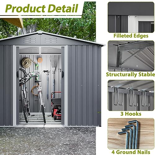 6x4 Ft Outdoor Storage Shed, Heavy-Duty All-Weather Tool Shed with Lockable Doors, Durable Resin Construction for, Patio & Backyard Organization Black