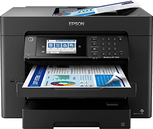 Epson Workforce Pro WF-78 Series Wireless All-in-One Inkjet Printer, Wide-Format Printing up to 13" x 19", Auto Duplex Print, Copy Scan Fax, Two 250-Sheet Trays, 50-Sheet ADF