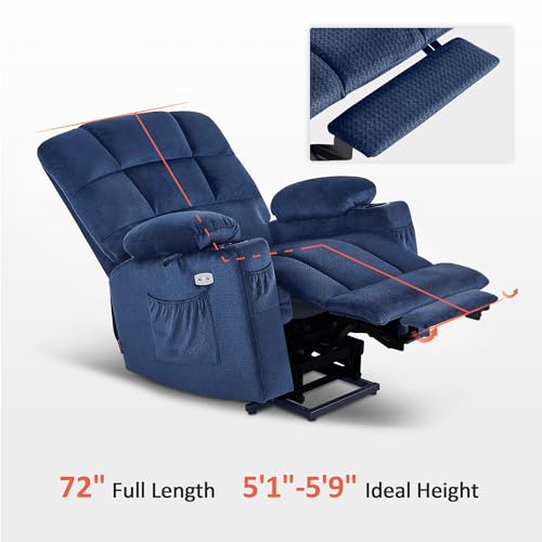 MCombo Large Dual Motor Power Lift Recliner Chair for Elderly, Massage and Heat, Lay Flat, Zero Gravity, Home Button, USB Port, Fabric 7680 (Large, Beige)