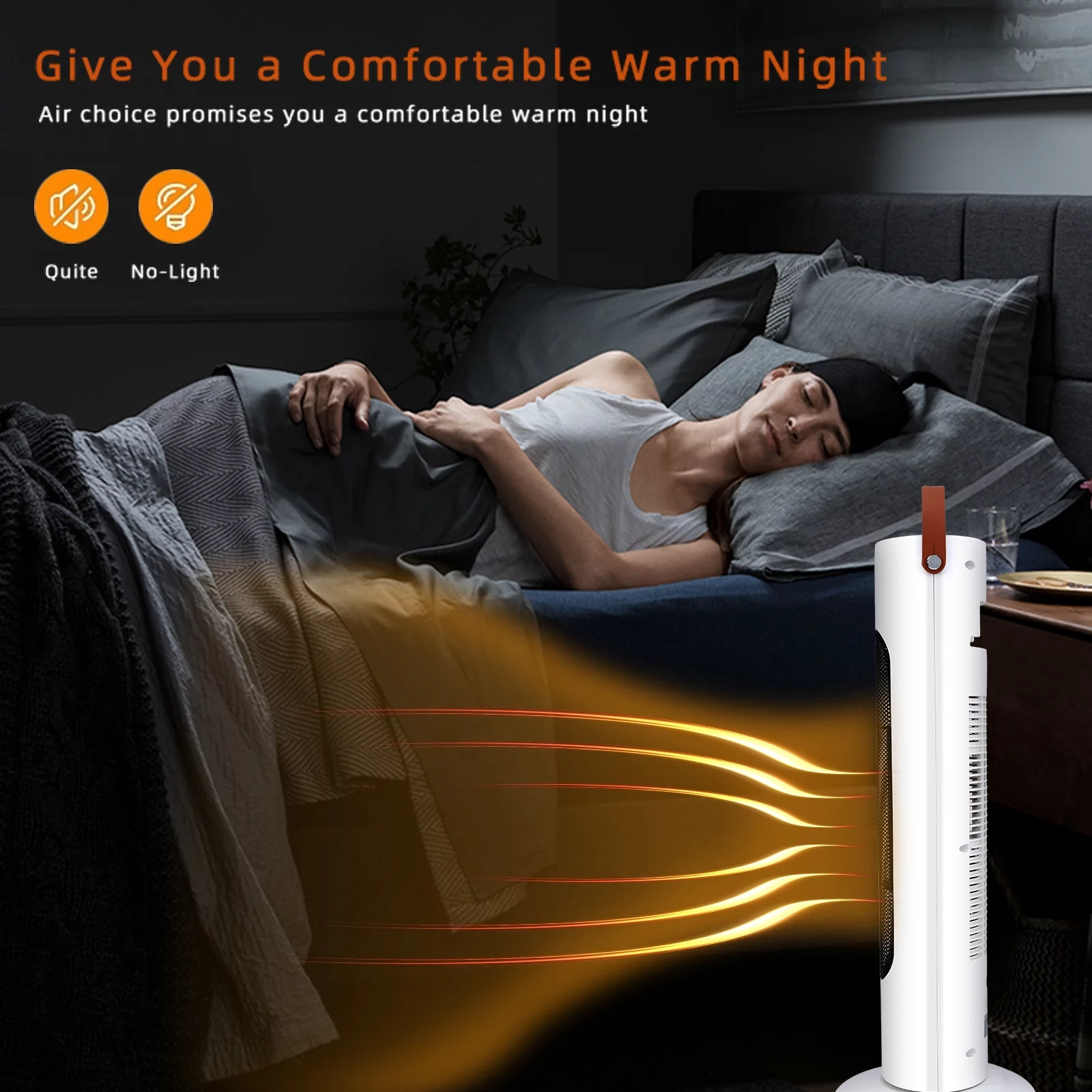 Dubbin Space Heater 24" Tower Electric Heater Portable Heater with Remote for Bedroom, Office, Indoor