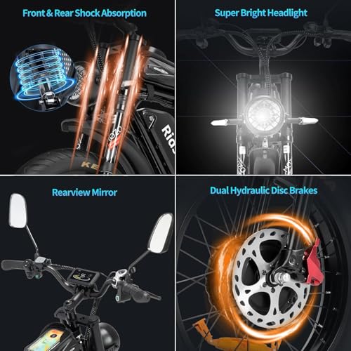 Electric Bike for Adults, 1000/2000W, 25/30/37MPH,48V-52V, 20AH,40AH Battery, Max 50-180 Miles Electric Motorcycle, 20" Fat Tire Dirt Bike, Shamano 7-Speed E-Bike
