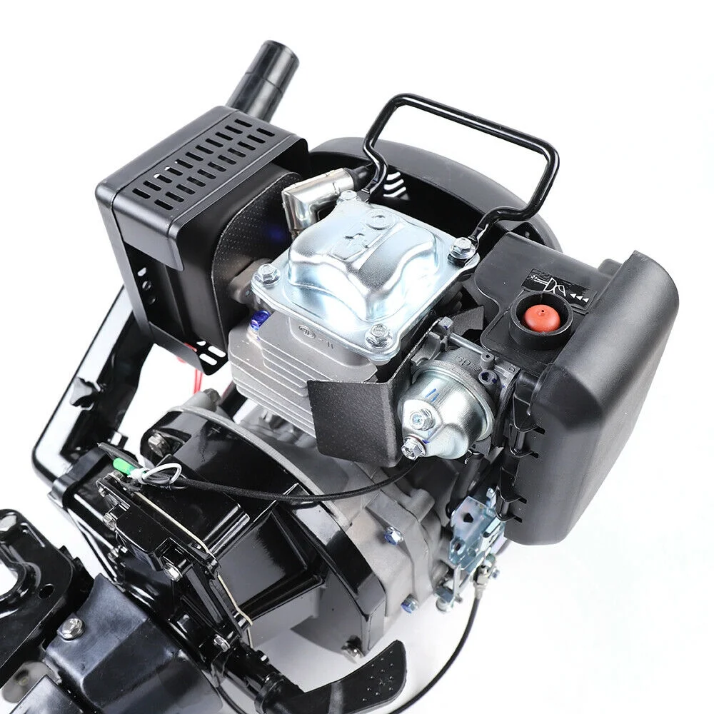 ZhdnBhnos 4 Stroke 6HP Heavy Duty Outboard Motor Fishing Boat Petrol Engine W/ Air Cooling System CDI 2500RPM Single Cylinder Hand Pull