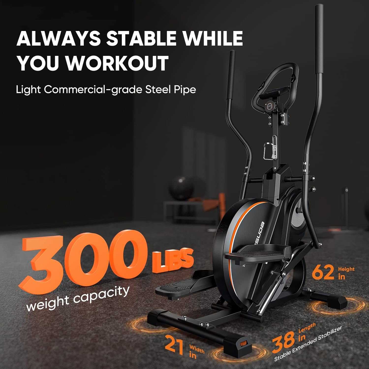 YOSUDA Pro Cardio Climber Stepping Elliptical Machine, 3-in-1 Elliptical Machine Stair Stepper Trainer, Total Body Fitness Cross Trainer with Quiet Magnetic Driving System, 16 Resistance