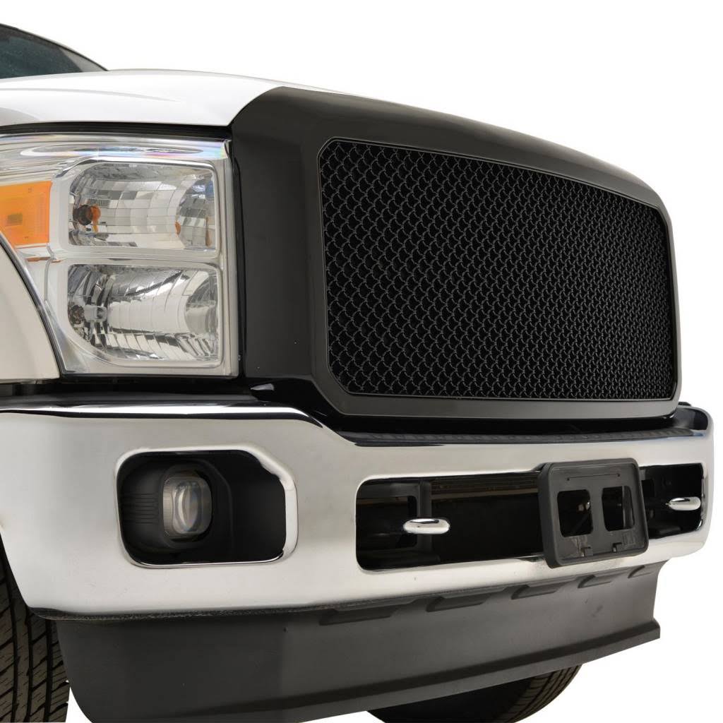 EAG 1FSAG01 Mesh Front Hood Grille ABS Replacement Upper Full Grill Fit for 11-16 Ford F250/F350 Super Duty