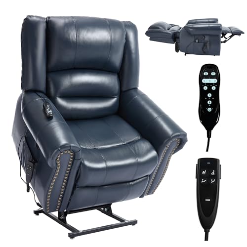 Dual Motor Power Lift Chair, Lay Flat Recliner Chair, Electric Recliner with Massage and Heat for Elderly, Remote Control, Infinite Position, Standing Assistance, USB Ports, Faux Leather, Brown