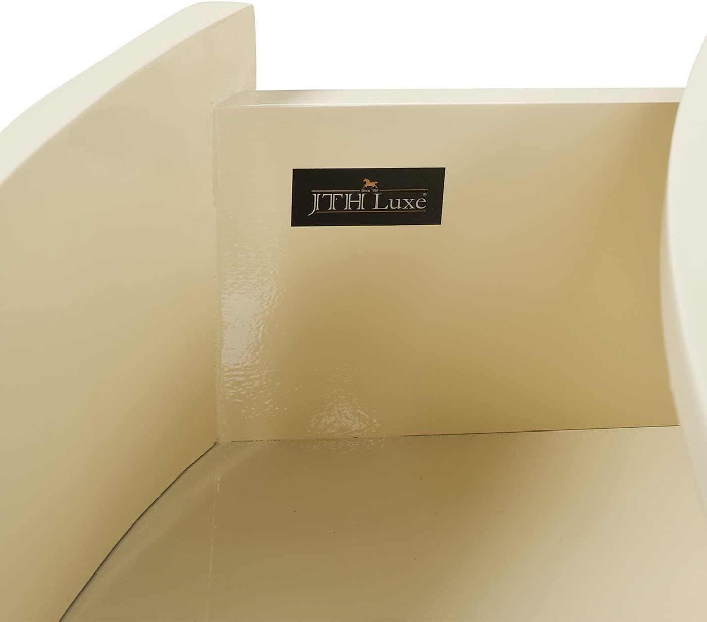 Jennifer Taylor Home JTH LUXE Wilson 35.5" Round Storage Coffee Table, White Lacquer Birchwood
