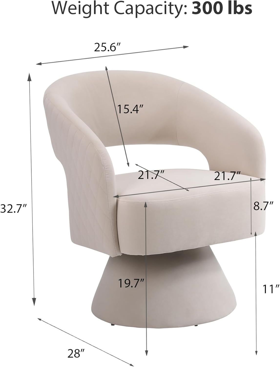 Swivel Barrel Chair Set of 2, Upholstered Swivel Chair for Living Room, 360 Degree Velvet Swivel Chair with Open Back, Modern Armchair for Bedroom, Hotel, Office (Beige, Velvet)