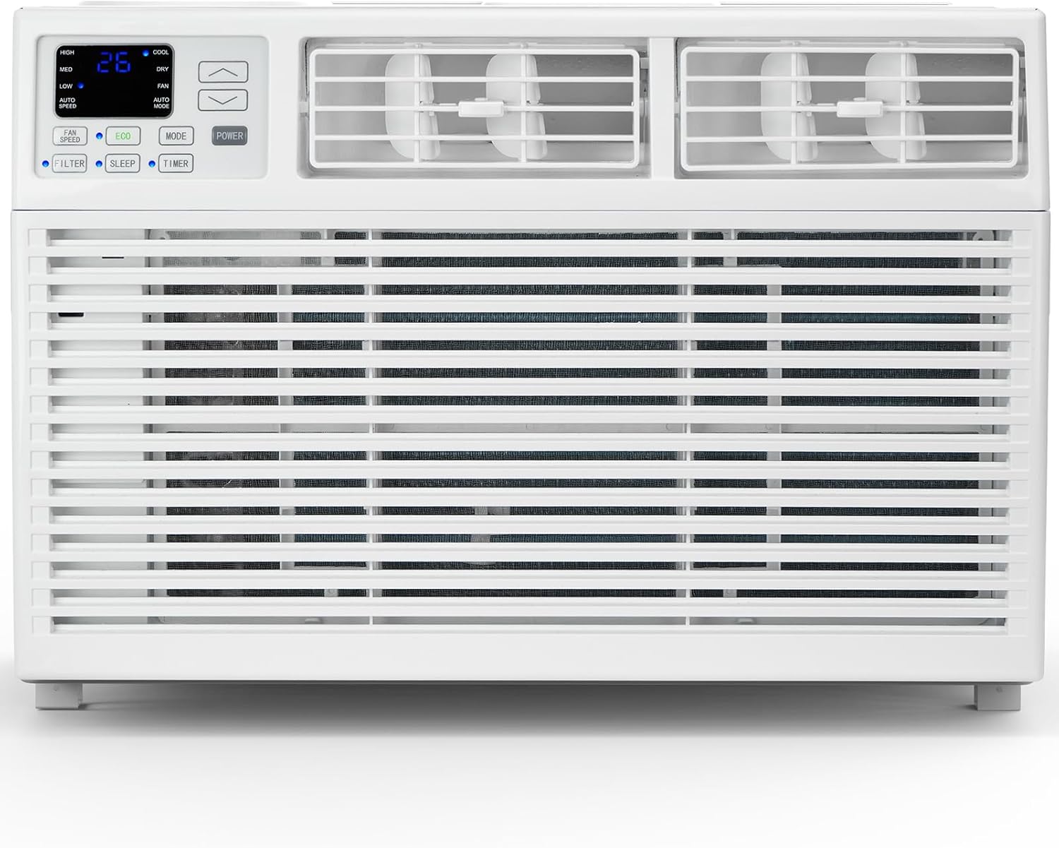 COWSAR Window Air Conditioner, 8000 BTU AC Unit with Remote Control for Rooms up to 350 sq ft. High Cooling Capacity, 4 Modes, LED Display, 24H Timer, Reusable Filter, Easy Install Kit