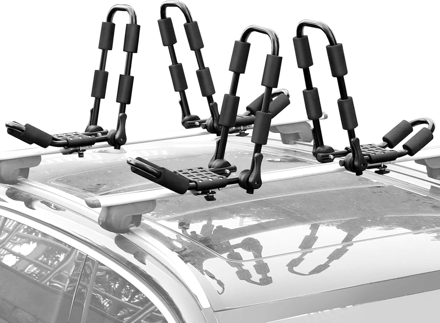 XCAR 2 Pairs Universal Kayak Rack Canoe Car Racks Set Roof Top Mount Carrier with 4 Straps for Suif Board,Kayak,Canoe,SUP