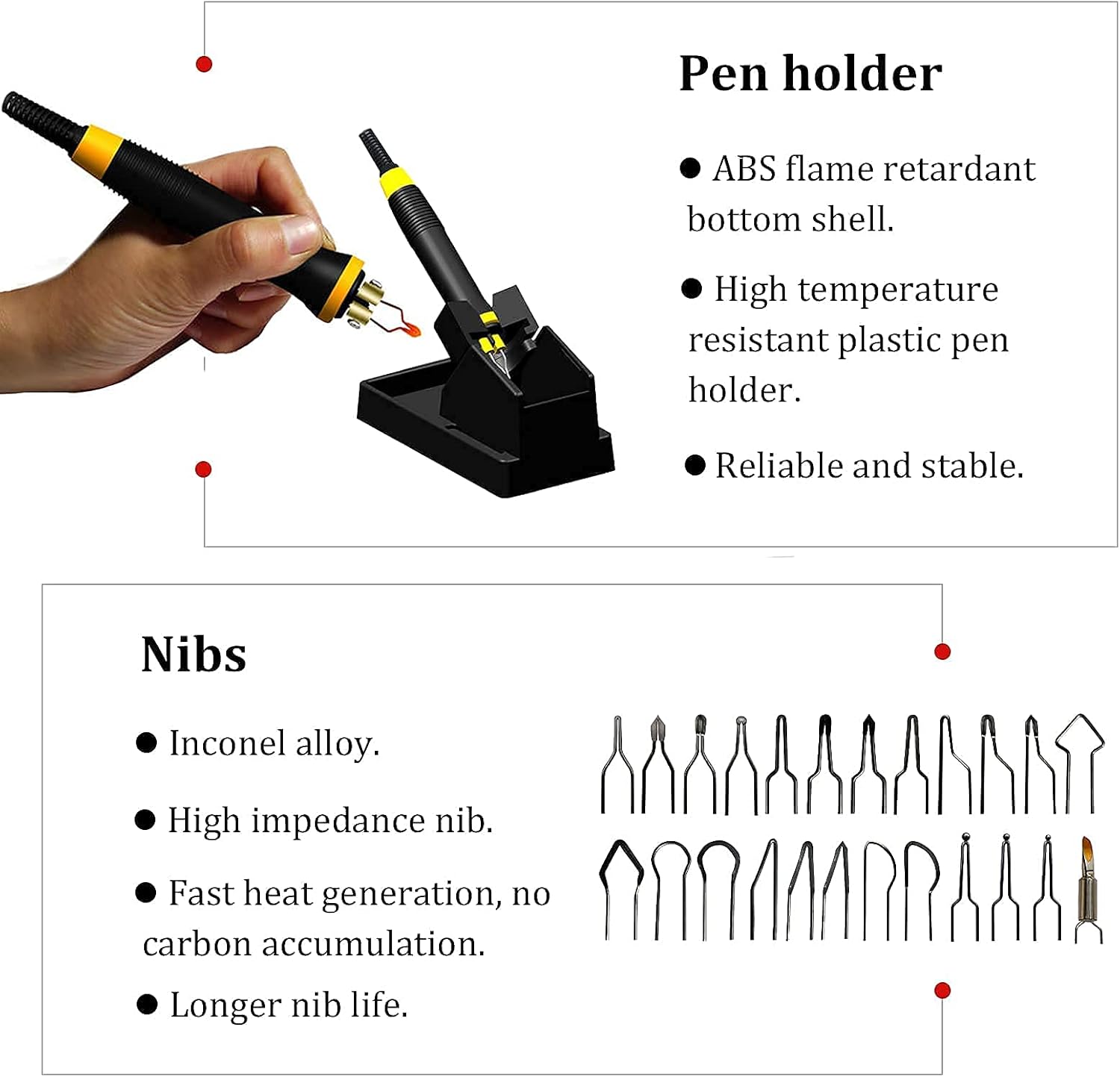 ViiArt Wood Burning Kit Professional Digital Adjustable Wood Leather Pyrography Machine Kit Wood Burner Tool 24 Wire Tips(Single Pen)