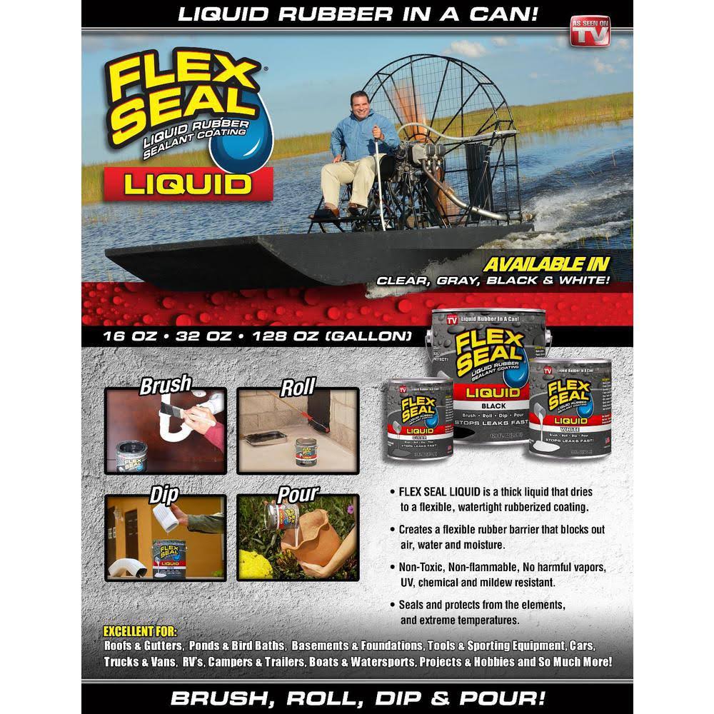 Flex Seal Liquid Rubber Sealant Coating, Black - 128 fl oz can