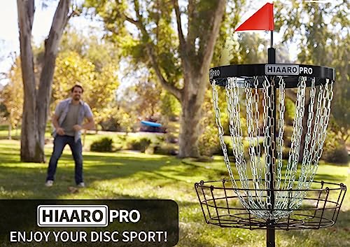 【PDGA Approved】 HIAARO PRO Disc Golf Basket, Portable Disc Golf Target with Heavy Duty 24 Chains, Professional Disc Golf Basket Set