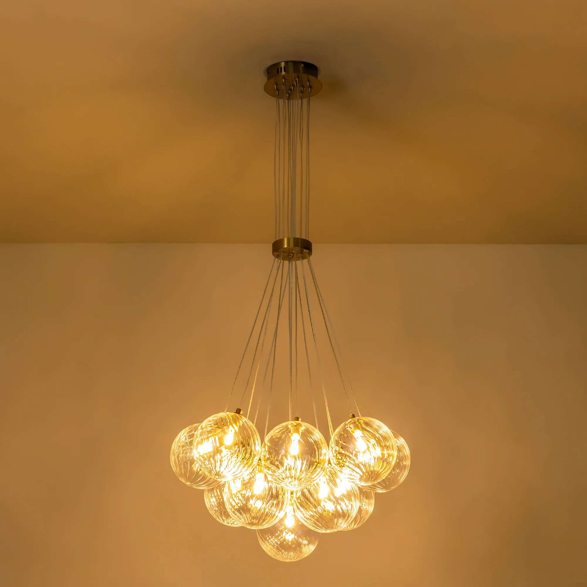Dresqui 13-Light Dimmable Ribbed Glass Modern Bubble Chandelier (25-29)