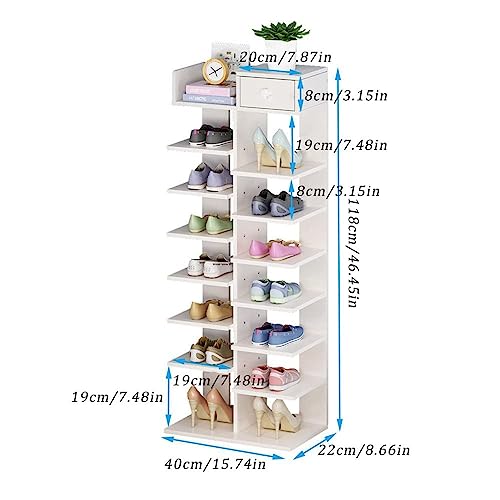 Shoe Slots Organizer, Vertical Narrow Shoe Rack, 8 Tiers Space Saving Multi-layer Shoe Rack, Shoe Cabinet, Vertical Storage Rack, Freestanding Shoe Rack