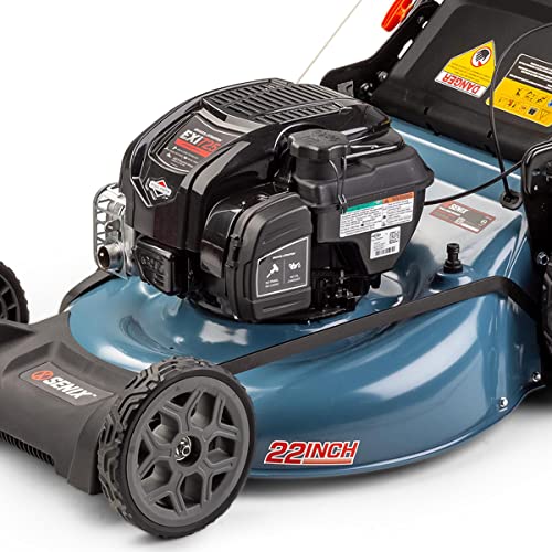 SENIX LSSG-H2 22-Inch Self Propelled Gas Lawn Mower with 163 cc 4-Cycle Engine, 3-in-1 Rear Wheel Drive Variable Speed Lawnmower, 6-Position Height Adjustment with 11-Inch Rear Wheels