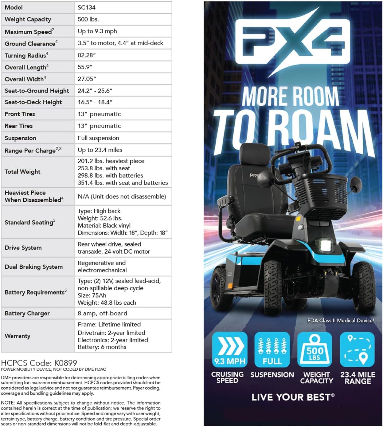 Pride Mobility PX4 Mobility Scooter, Outdoor 4-Wheel Travel Electric Scooter for Adults, 500 lbs. WC, Up to 9.3 MPH, 23.4 Miles Range Per Charge, NFC Key Fob for Enhanced Security