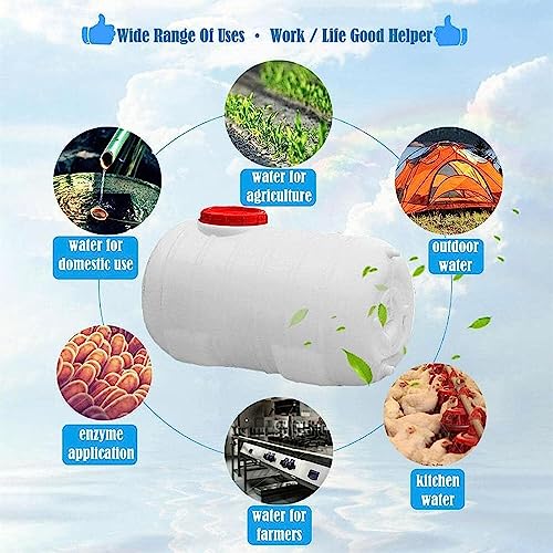 Water Tank Rain Barrels with Faucet 25L/50L/100L/150L/200L/300L Water Tank Storage Container,White Food-Grade Plastic Water Storage Bucket for Irrigation, Outdoor Emergency Water Barrel (200L)
